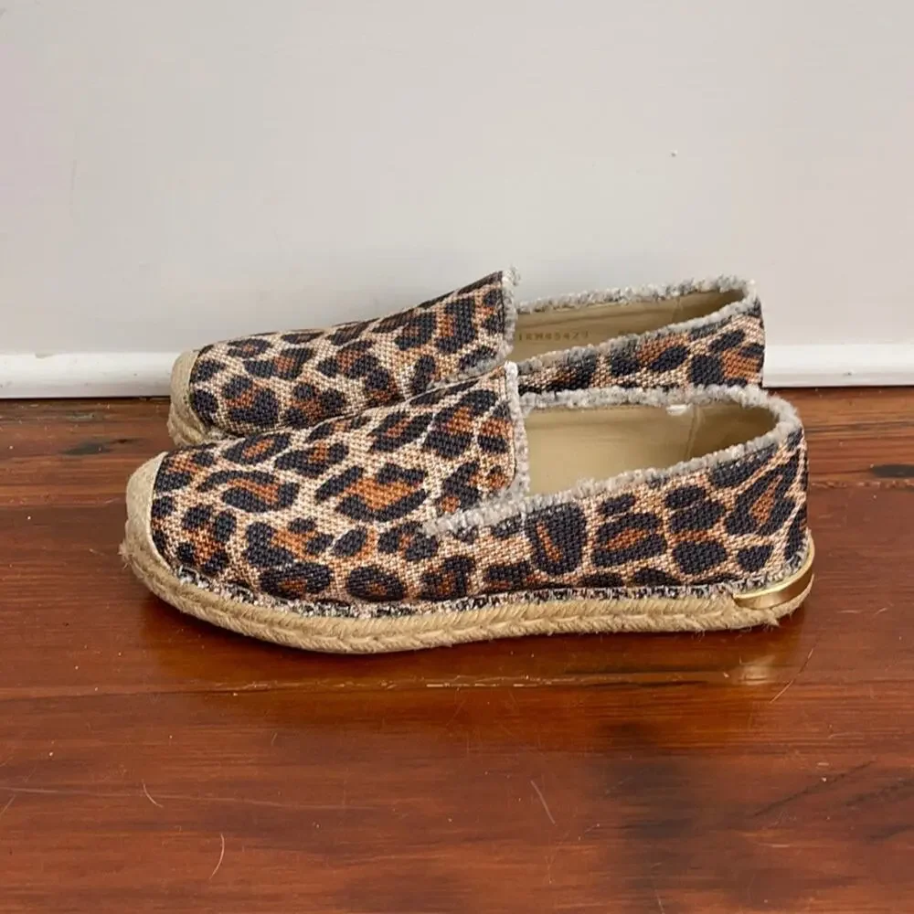 Stuart Weitzman Catalan leopard print espadrilles flat comfort shoes sz 5.5